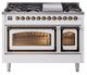 Ilve® Nostalgie II Noblesse 48'' White Pro Style Dual Fuel Range with Burnished Trim-0