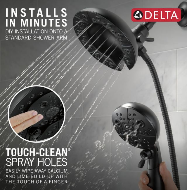 Delta Universal Showering Matte Black 12" H2Okinetic® In2ition® 5-Setting Two-in-One Shower-4