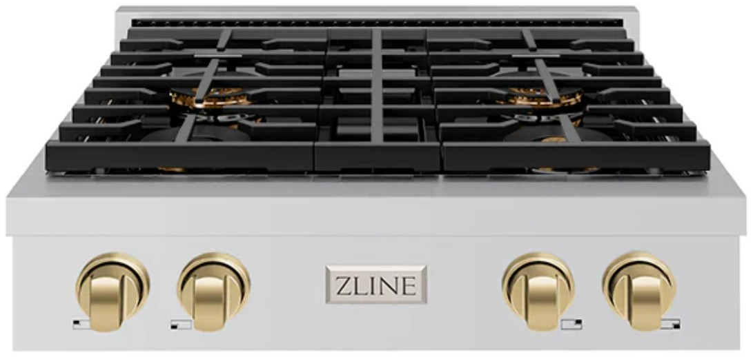 ZLINE Autograph Edition Paramount 30" Stainless Steel and Champagne Bronze Accents Gas Rangetop with