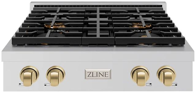 ZLINE Autograph Edition Paramount 30" Stainless Steel and Champagne Bronze Accents Gas Rangetop with 4 Burner DuoPro™ Cooktop -0