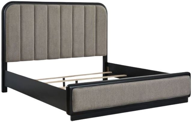 Signature Design by Ashley® Rowanbeck Black/Gray California King Upholstered Panel Bed-3