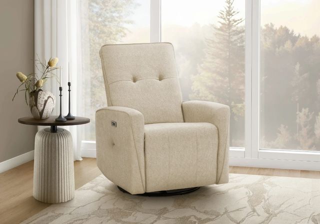 Monarch Specialties Inc. Beige Small Upholstered Power Reclining Chair with USB Ports-1