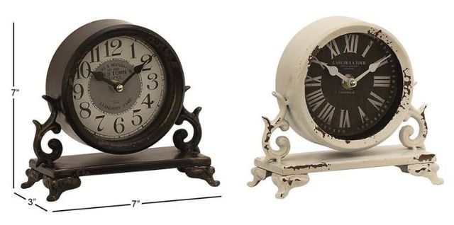 Deco Marche 2-Piece Black/White Scroll Decorative Clock Set-3