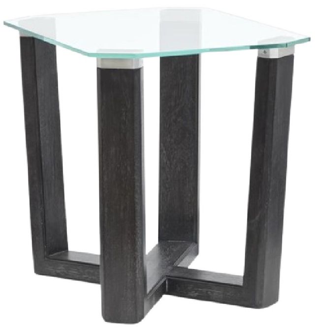 Magnussen Home® Wexler Black Truffle End Table with Clear Glass Top-0
