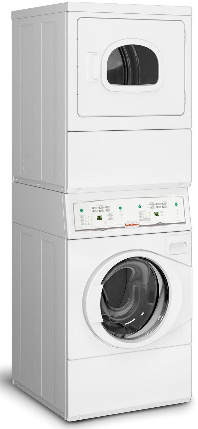 Speed Queen® Commercial 3.42 Cu. Ft. Washer, 7.0 Cu. Ft. Dryer White Stack Laundry-2