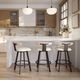 Amisco Customizable Asher Swivel Counter Stool Upholstered Seat and Metal Backrest with Solid Wood Accent-2