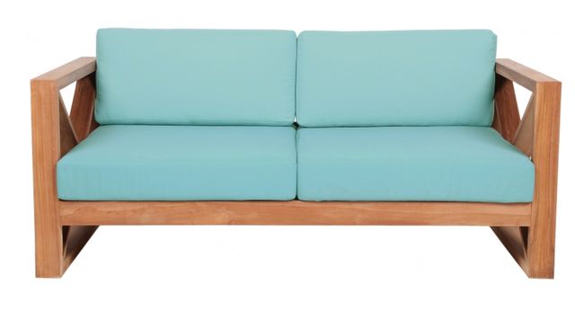Meridian Furniture Anguilla Sea Blue Fabric Outdoor Accent Loveseat-1