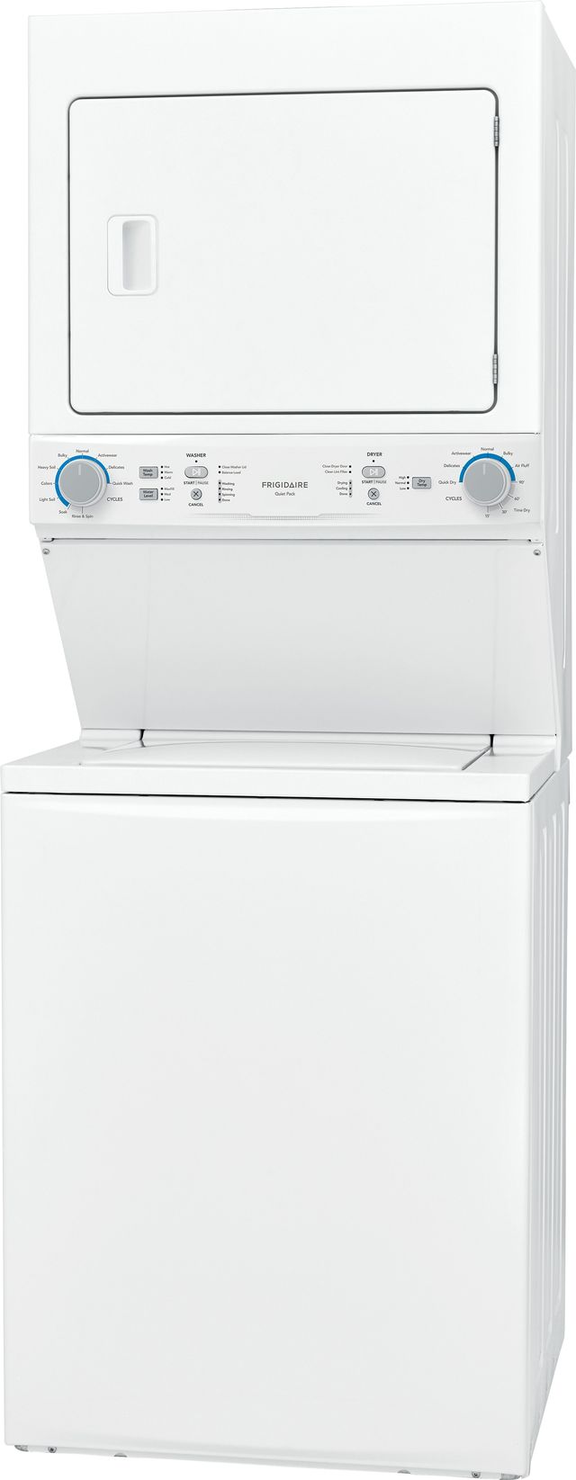 Frigidaire® 3.9 Cu. Ft. Washer, 5.6 Cu. Ft. Dryer White Electric Stack Laundry-6