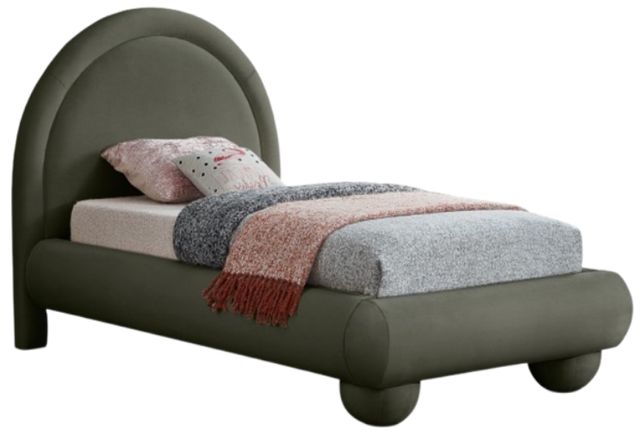 Meridian Furniture Madrid Green Velvet Twin Upholstered Panel Bed-0
