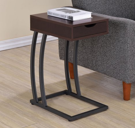 Coaster® Troy Cappuccino Accent Chairside Table with Black Metal Base-2