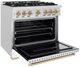 ZLINE Classic Series Autograph Edition 36" Satin Stainless Steel Pro Style Dual Fuel Range with White Matte Door and Champagne Bronze Accents-3