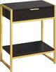 Monarch Specialties Inc. Espresso 24"H Gold Metal Accent Table with Shelf -0