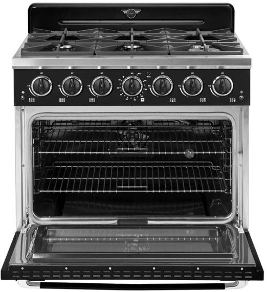 Unique® Appliances Classic Retro 36" Midnight Black Pro Style Gas Range-1
