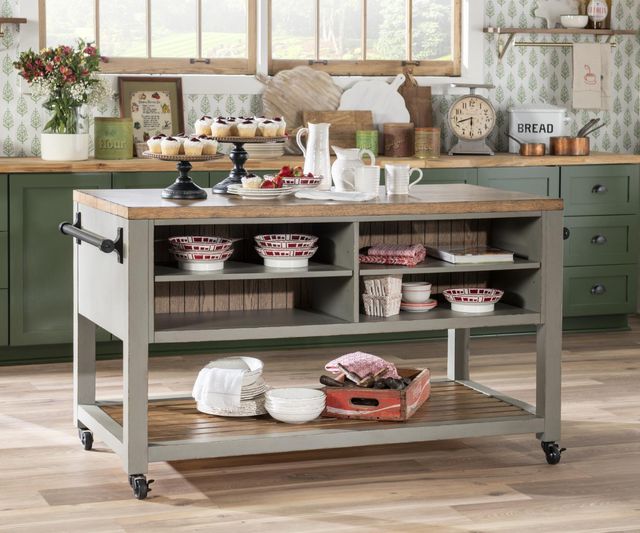 Legacy Classic Vintage Market Barnwood Oak/Northern Moss Kitchen Island-2