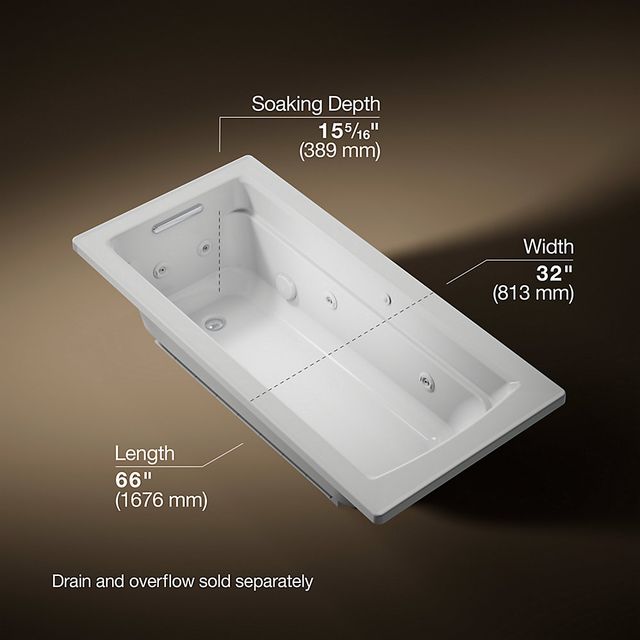 KOHLER® Archer® Ice Gray 66" x 32" Drop-In Whirlpool-2