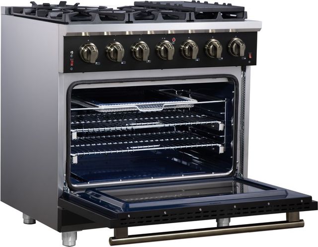 FORNO® Massimo Series Alta Qualita 36" Black Pro Style Gas Range-4