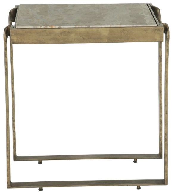 Home Trends & Design Argos Beige Side Table with Antique Brass Base-2
