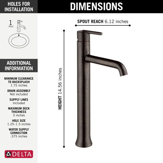 Delta Trinsic® Venetian Bronze Single Handle Lever Vessel Bathroom Faucet-1