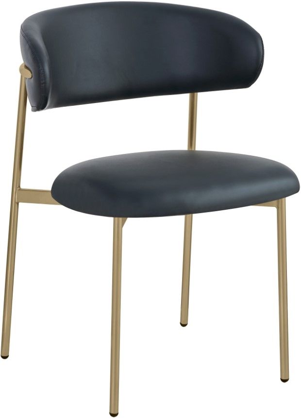 Meridian Furniture Lupita Black/Gold Vegan Leather Dining Chair-0