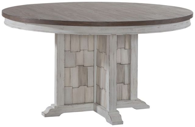 Liberty Furniture River Place Tobacco Pedestal Dining Table with Riverstone White Base-0
