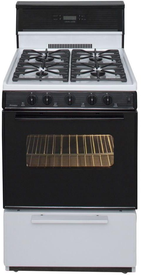 Premier 24" White with Black Trim Freestanding Gas Range-0