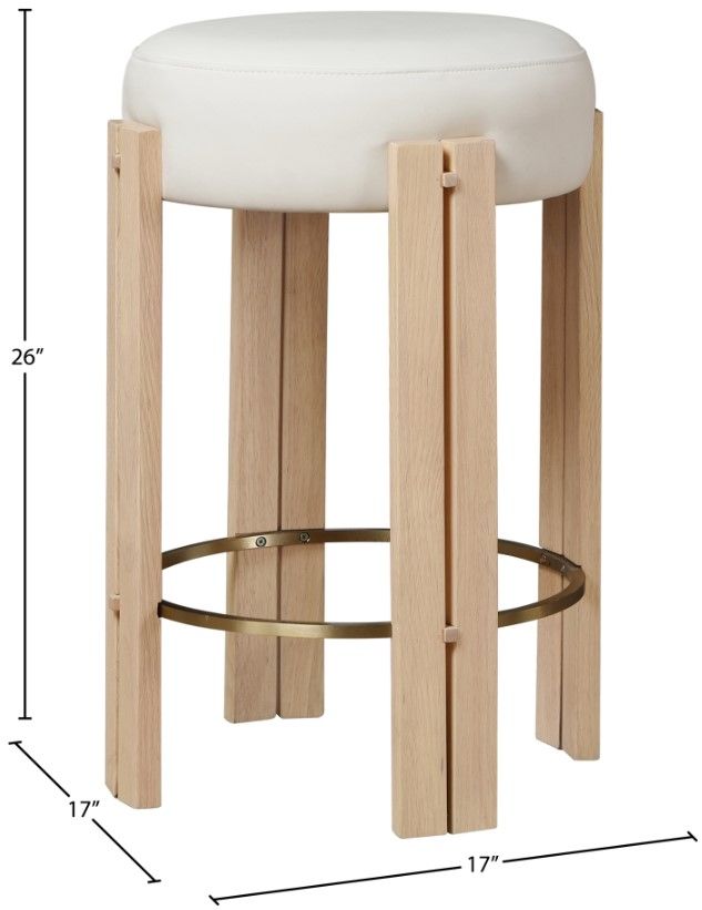 Meridian Furniture Harrison Cream/Natural Counter Stool-2