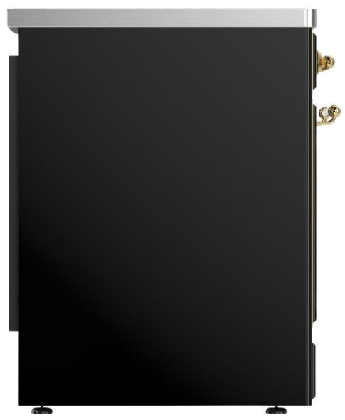 Ilve® Majestic III 30" Glossy Black Pro Style Induction Range with Solid Door and Brass Trim-3