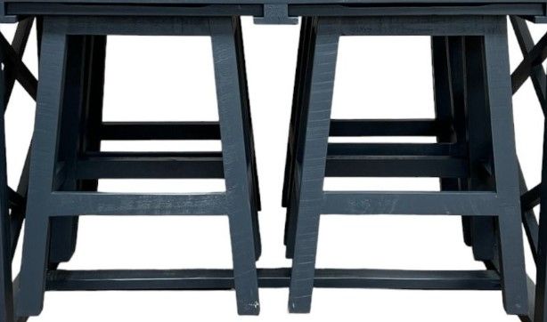 Million Dollar Rustic Teal Kitchen Island with Stool-1