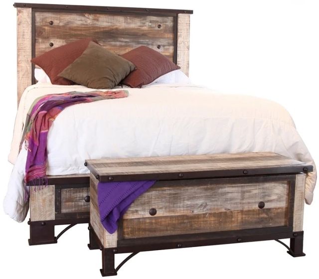 International Furniture Direct Antique Brown California King Panel Bed-0