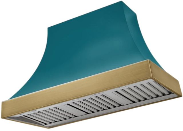 AGA Cascade 48" Salcombe Blue Wall Mounted Range Hood  with Antique Brass Trim-0
