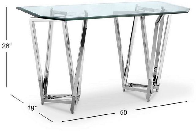 Magnussen Home® Lenox Square Glass Top Rectangular Sofa Table with Chrome Base-1