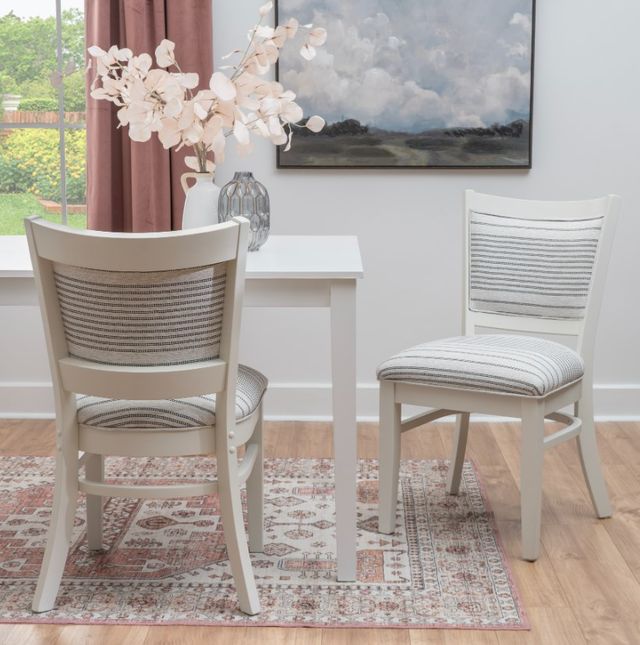 Linon Lourdes 2-Piece Gray Stripe/White Side Chair Set-1