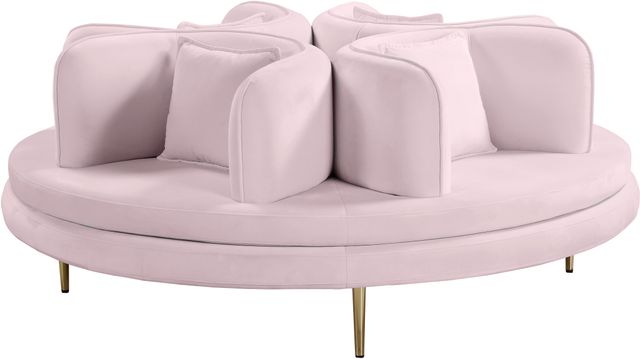 Meridian Furniture Circlet PInk Velvet Round Sofa Settee-0