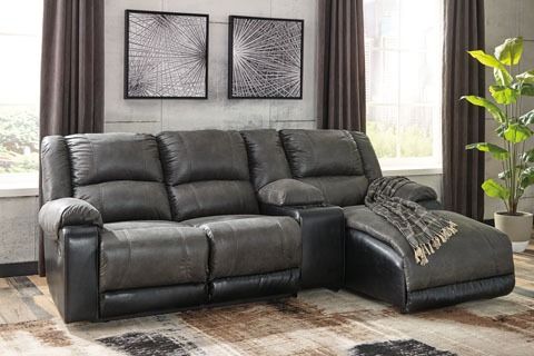 Signature Design by Ashley® Nantahala 4-Piece Slate Reclining Right-Arm Facing Sectional and Chaise with Console-1