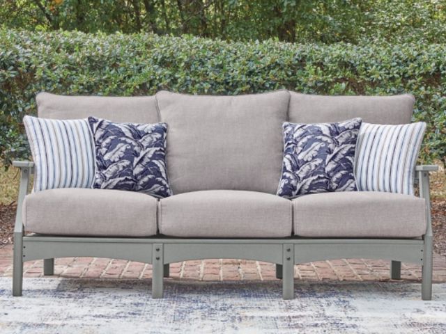 Signature Design by Ashley® Cove Beach Gray Fabric/Wooden Outdoor Sofa-1