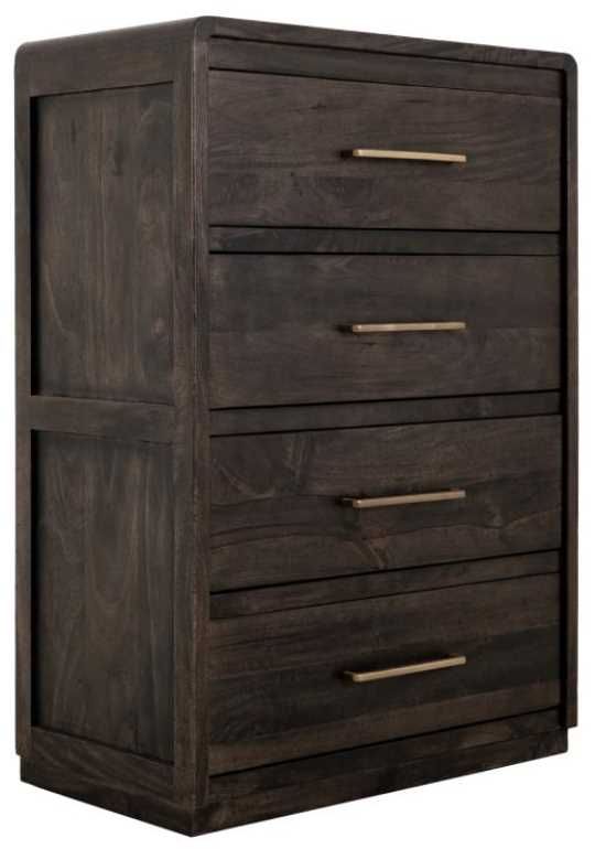 International Furniture Direct Dark Mezquite Black Chest-0