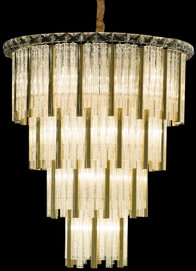 Michael Amini® Chimes 15 Light Gold Chandelier 2-Piece Set-0