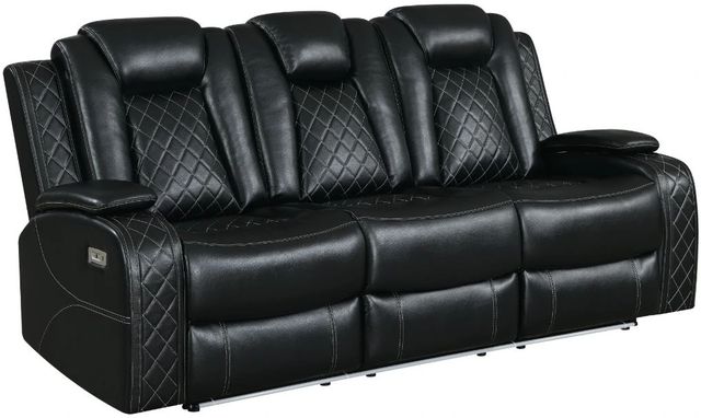 New Classic® Home Furnishings Orion II Black Power Reclining Sofa-0