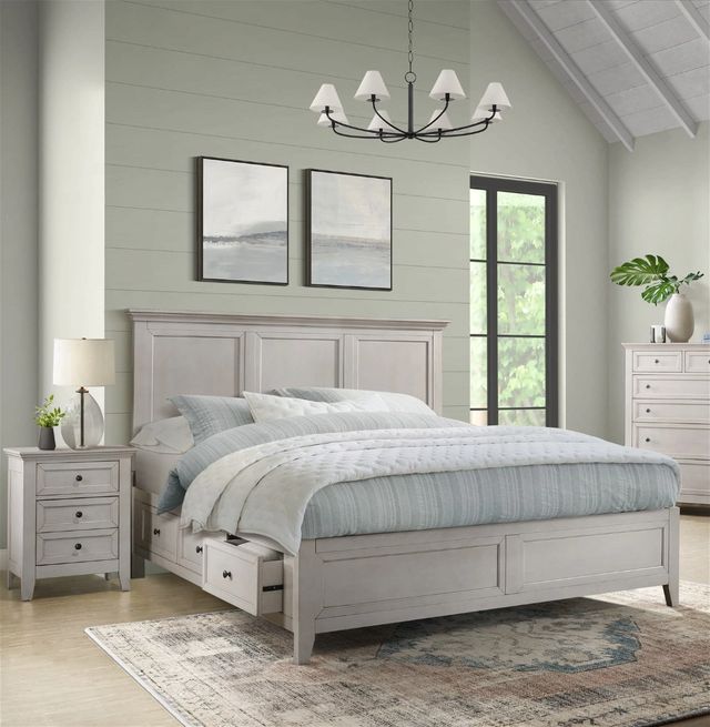 Intercon San Mateo Rustic White Queen Storage Panel Bed-1