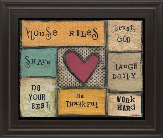 Classy Art House Rules by Lisa Larson Framed Print Wall Art-0