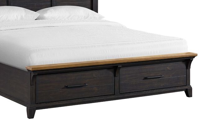 Elements International Montrose Brown/Espresso King Panel Storage Bed-1