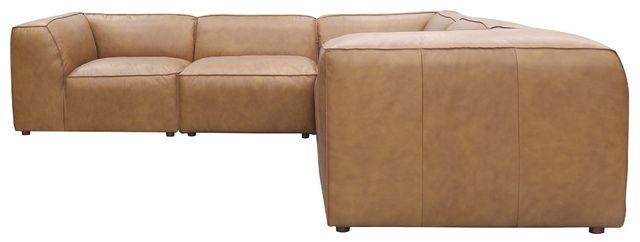 Moe's Home Collection Form Dream 5-Piece Sonoran Tan L-Shaped Modular Leather Sectional and Ottoman-1