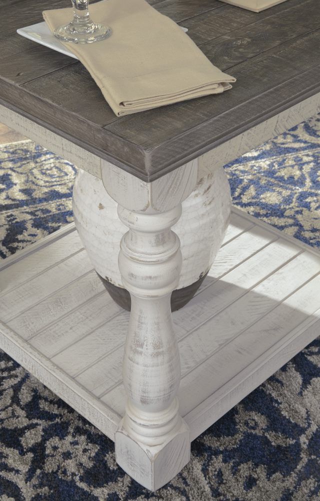 Signature Design by Ashley® Havalance Gray End Table with Vintage White Base-2