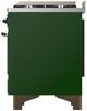 Ilve® Majestic III 36" Emerald Green Pro Style Dual Fuel Natural Gas Range with Solid Door and Burnished Trim-4