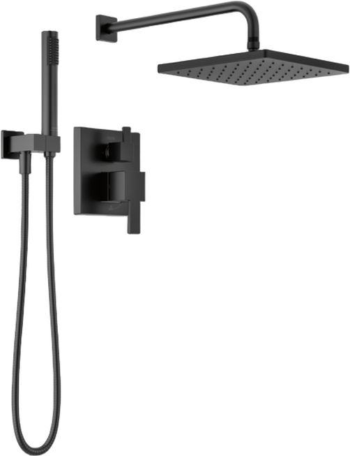 Delta Modern Monitor® 14 Series Matte Black Shower with Raincan, Hand Shower and Rough Valve-0
