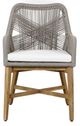 Classic Home Marley Beige/Gray Rope/Wooden Outdoor Dining Chair with Cushion-2