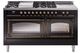 Ilve® Nostalgie II Noblesse 60'' Glossy Black Pro Style Dual Fuel Range with Burnished Trim-0