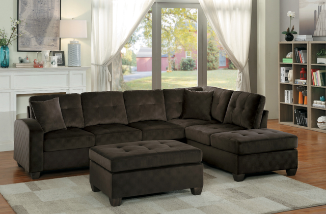 Homelegance® Emilio 3-Piece Brown L-Shape Sectional with Ottoman-3