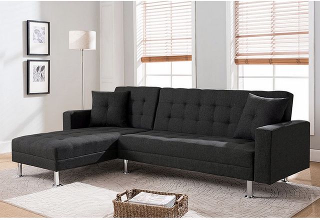 Milton Greens Stars 2-Piece Black Reversible Sectional Sofa Bed-3
