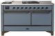 Ilve® Majestic III 60" Blue Gray Pro Style Dual Fuel Natural Gas Range with Griddle and Burnished Trim-0